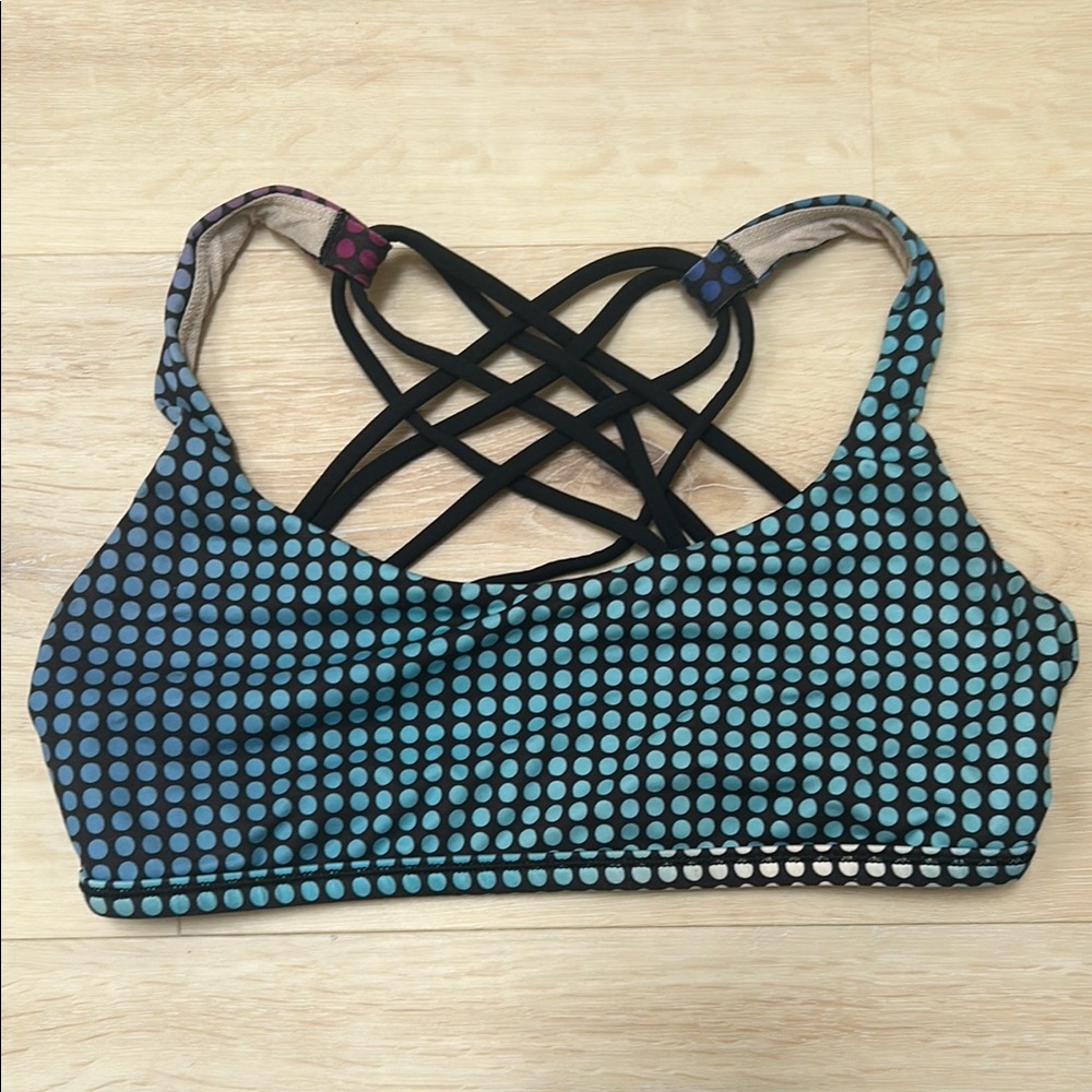 Lululemon Black and Blue Sports Bra with Strappy Back
